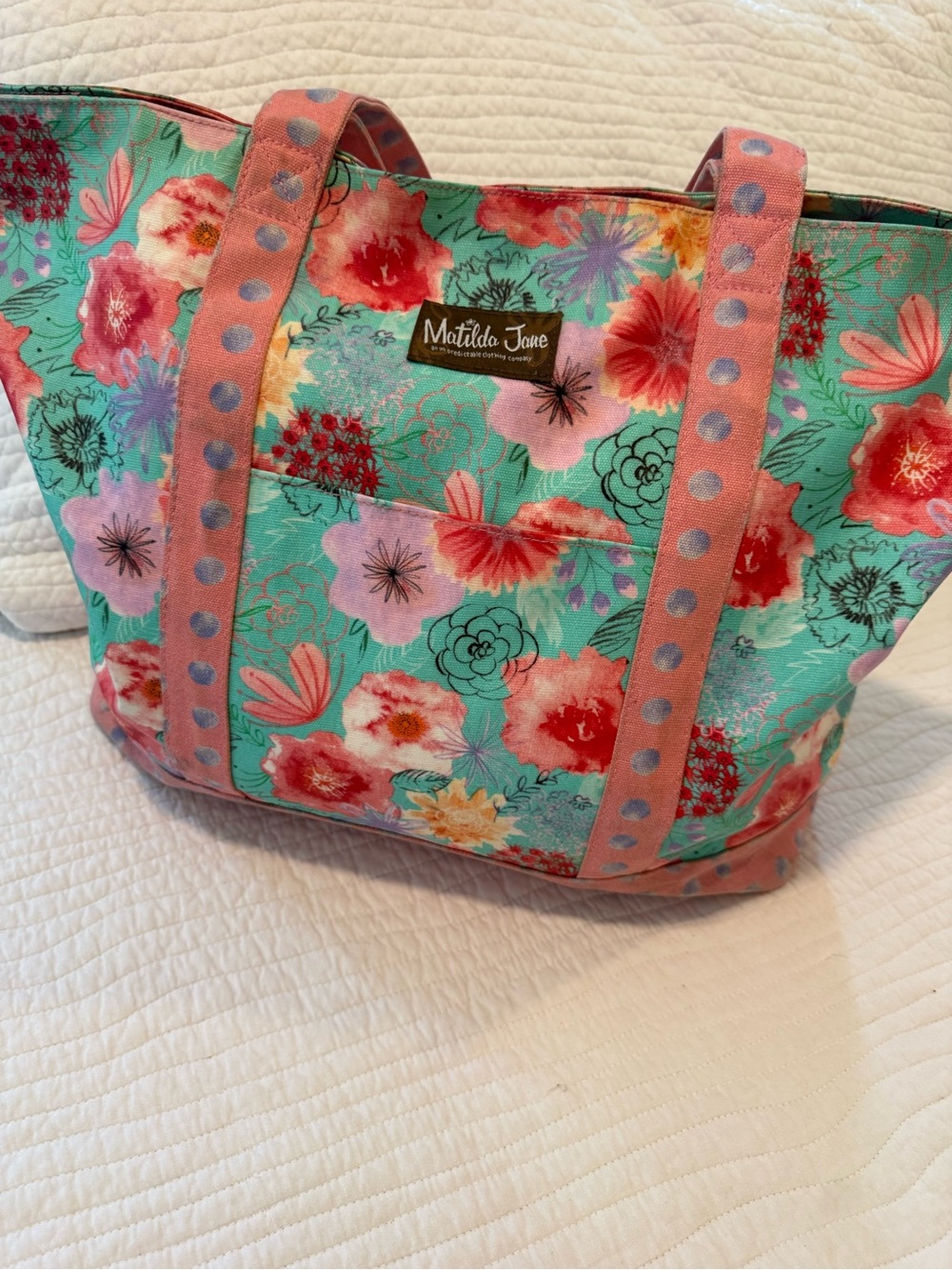 Matilda Jane Floral Tote Bag in Aqua and Pink